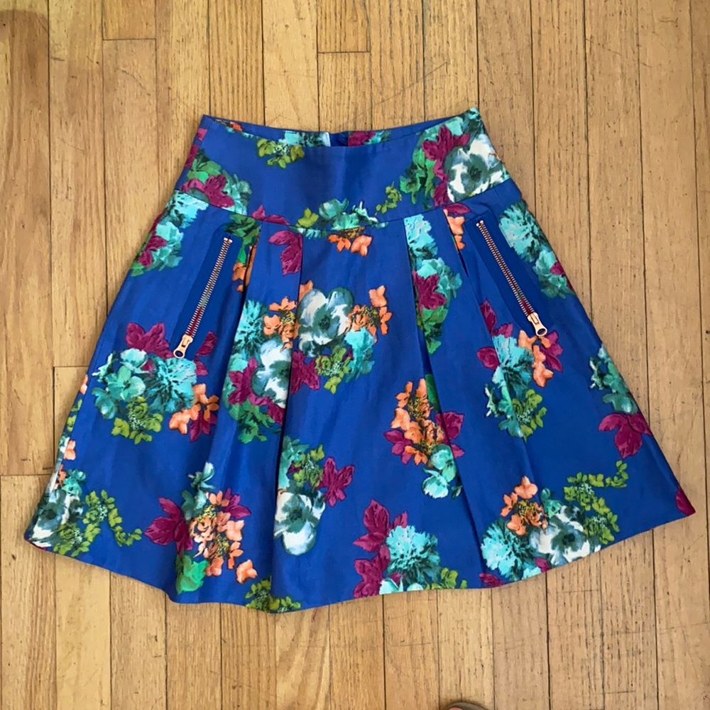 Anthropologie Maeve blue floral skirt
